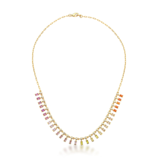 Colar com zircônias baguetes coloridas penduradas