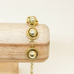 Pulseira elo americano de bolas com circunferência