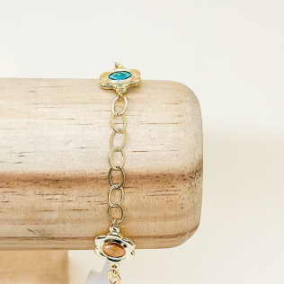 Pulseira flor de cristais banhada em ouro