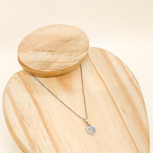 Corrente Prata Coração Cravejado Réplica Pandora