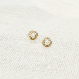 Rosa com Pérola Banhada em Ouro