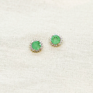Brinco zircônia quartzo verde