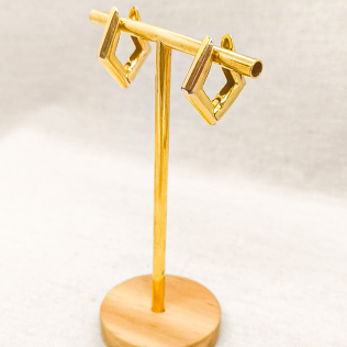 Argola Click Dourada Hexagonal 