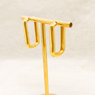 Argola Click Dourada Retangular Lisa G