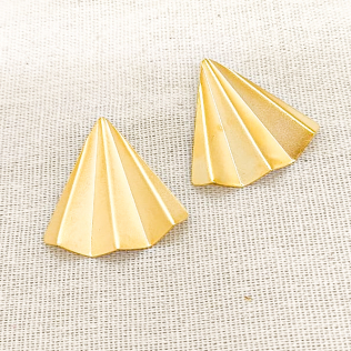 Brinco banho de ouro Leque orgânico