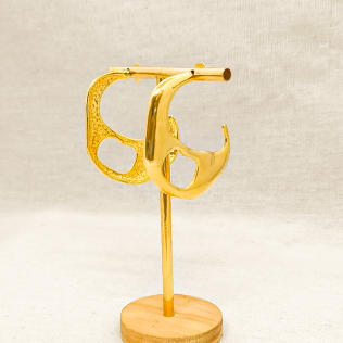 Argola Dourada Orgânica Vazada 