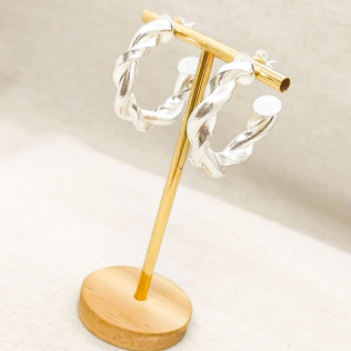 Argola Prata Trançada 