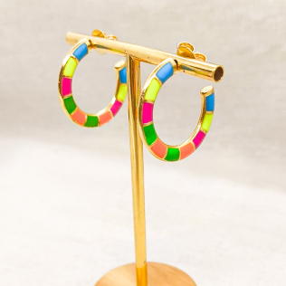 Argola Dourada Colorida