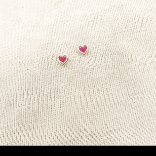 Brinco Infantil Prata Resinado Coração