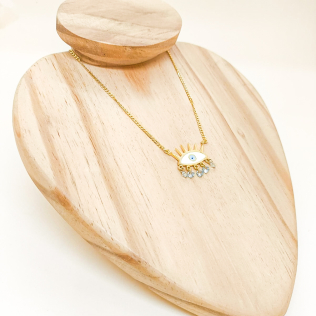 Corrente grumet com pingente fixo Olho grego