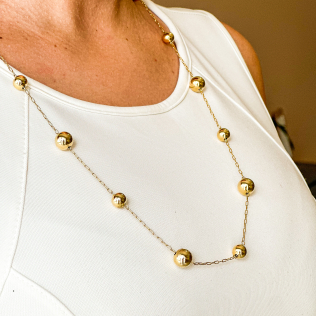 Colar Dourado Bolas Lisas 