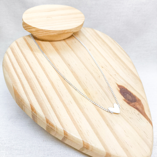 Corrente Prata Grumet com pingente fixo Coração 