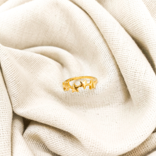 Anel Dourado 5 Estrelas 