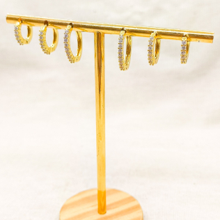 Trio de Argolas Cravejadas 1 Fileira Alta