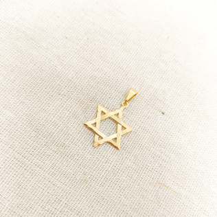 Pingente Dourado Estrela de Davi Adiamantada 