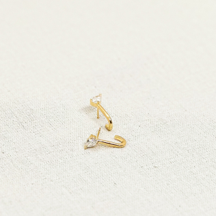 Brinco Dourado Ear Hook Gota Deitada