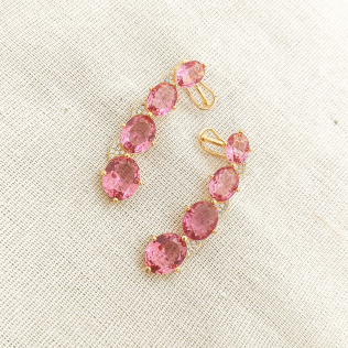 Brinco Ear cuff Maxi cristais Pink