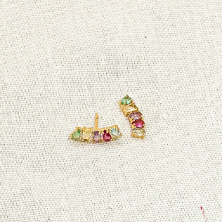 Brinco ear cuff cristais irregulares candy colors