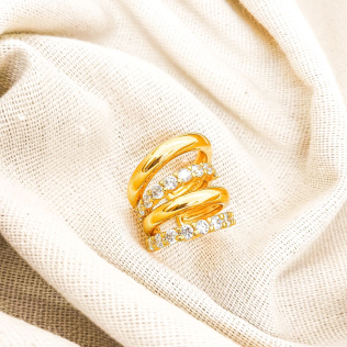  Piercing falso 4 voltas, com 2 cravejadas em banho de ouro