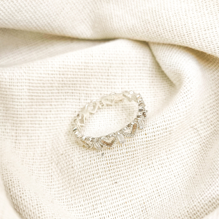 Anel prata romântica