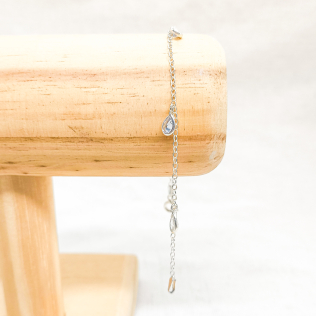 Pulseira prata gotas de cristal