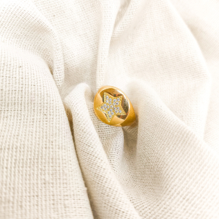 Anel regulável com Estrela cravejada