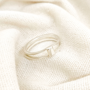 Anel prata duplo minimailista