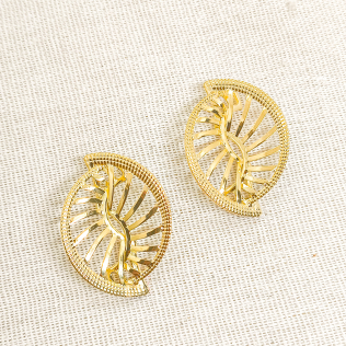 Brinco Dourado leque Entrelaçado 