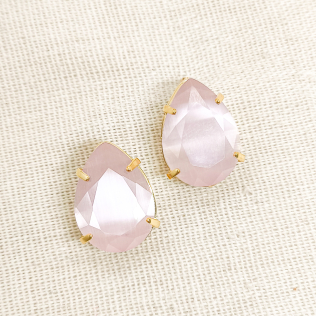 Brinco Gota Quartzo Rosa 