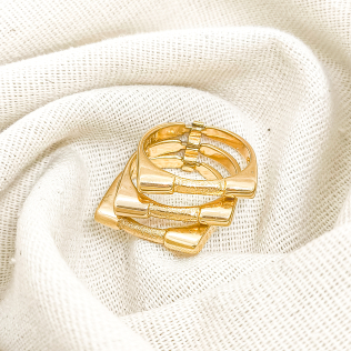 Anel Dourado Três Aros Acetinado