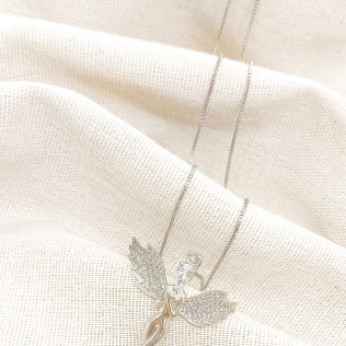 Corrente com pingente anjo rodinado