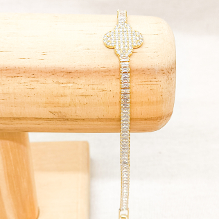 Pulseira Riviera Dourada Baguete com Trevo