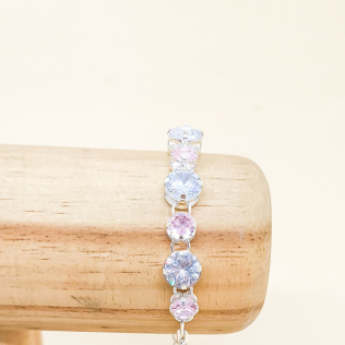 Pulseira pontos de luz rosa e branco