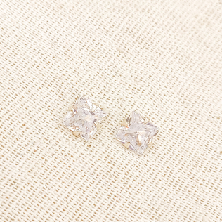 Brinco Prata Ponto de Luz Quadrado 