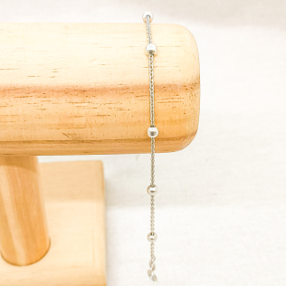 Pulsira prata elo americano com mini bolinha