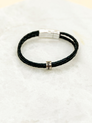 Pulseira Masculina em Courino com Placa Personalizada 