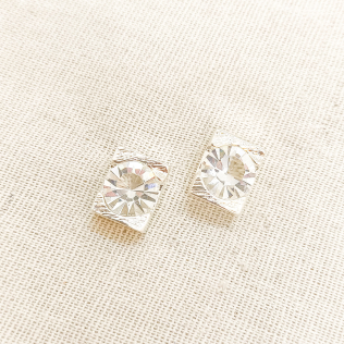 Brinco zircônia em caixa retangular lapidada