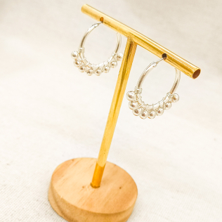 Brinco Argola Bolinhas - Prata 