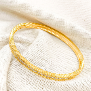 Bracelete Dourado Texturizado Cravejado