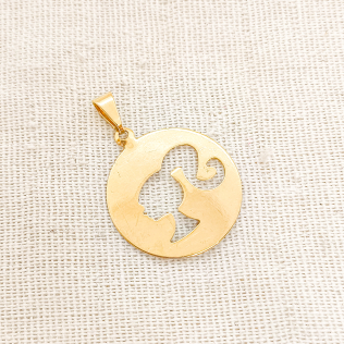 Corrente veneziana infantil com pingente placa redonda Barbie vazada