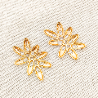 Brinco Dourado Flor Vazada 