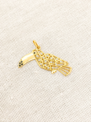 Pingente Tucano Vazado com Cravação 