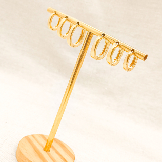 Trio de Argolas Douradas Ovais Lisas 