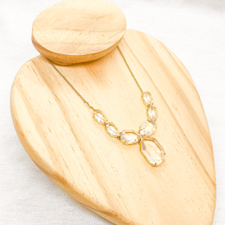 Corrente Dourada Gotas de Cristal 