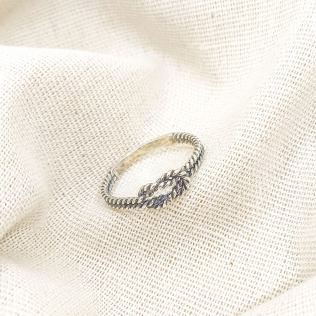 Anel Prata Envelhecida Nó 