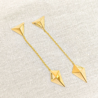 Brinco Triângulo Pendulo Dourado 