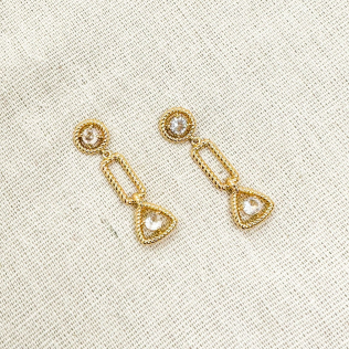 Brinco Dourado Pendulo Geométrico 