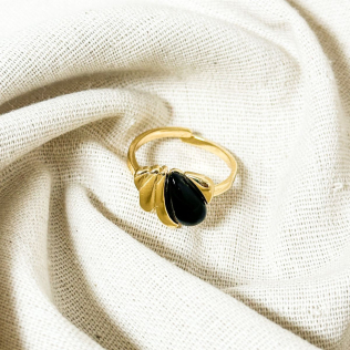 Anel Pedra Obidisiana negra