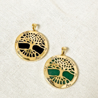 Pingente pedra natural árvore da vida