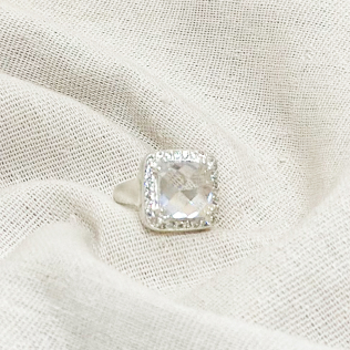 Anel Prata Solitário Maxi com Zircônia facetada Quadrada